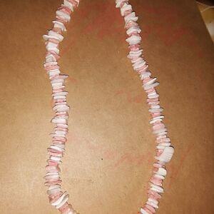 Pink and White Pooka shell necklace